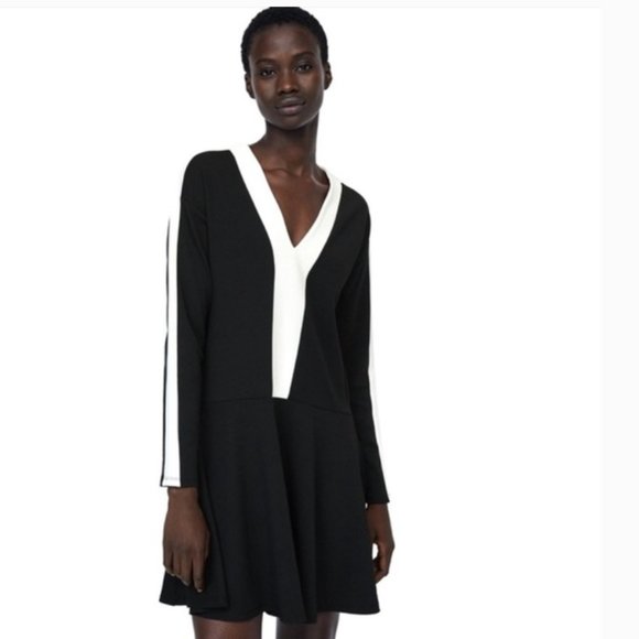 New Zara Black and White Color block Dress Bloggers Fav - Picture 1 of 8